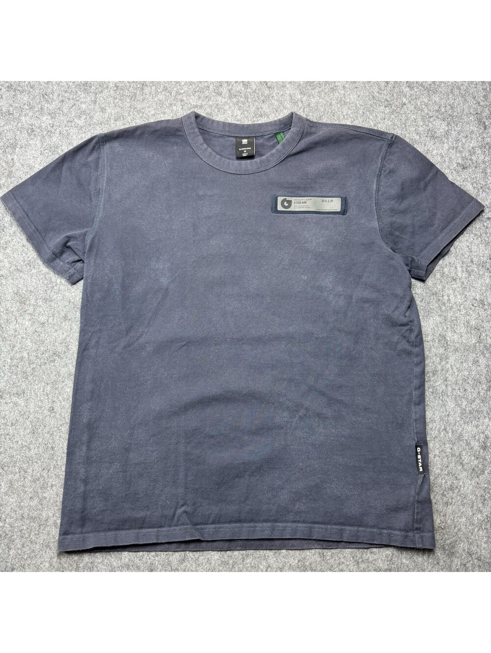 G-Star RAW Shirt Mens Medium Gray Logo Patch Streetwear Crewneck Tee